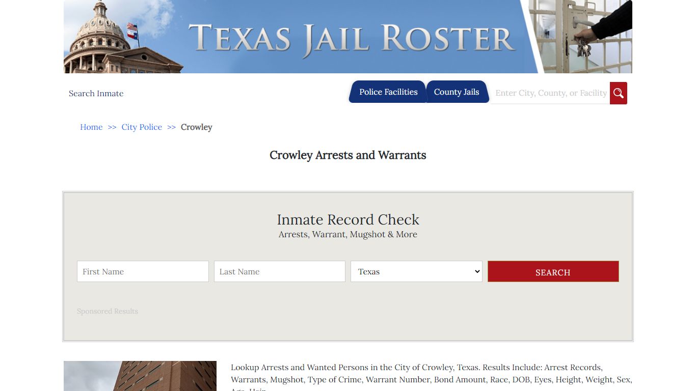 Crowley Arrests and Warrants | Jail Roster Search